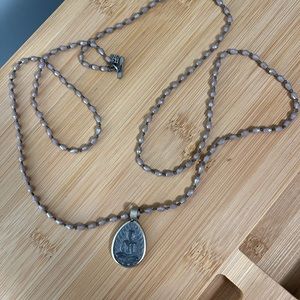 Icon Brand Beautiful Long Necklace with Stone Imprint of Peace and Buddha